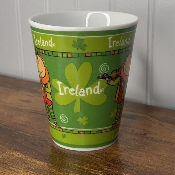 IRELAND "Luck of the Irish" Mug Fun Irish Musician Dancer & Clover Design Green - Picture 7 of 11